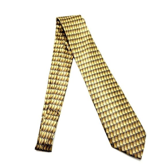 Arrow Silk Tie Print Geometric Tan Long‎ - Picture 6 of 6